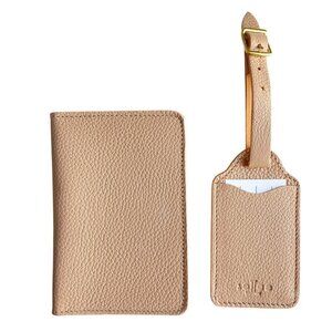 Lucchese Leather Passport Holder‎ + Luggage Tag Set Pink Blush R1236-6511